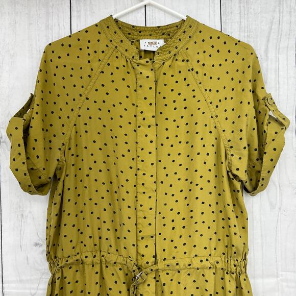 Tanya Taylor US 2 Womens Olive Green Silk Francis Jumpsuit Short Sleeve -Pockets - Picture 3 of 14